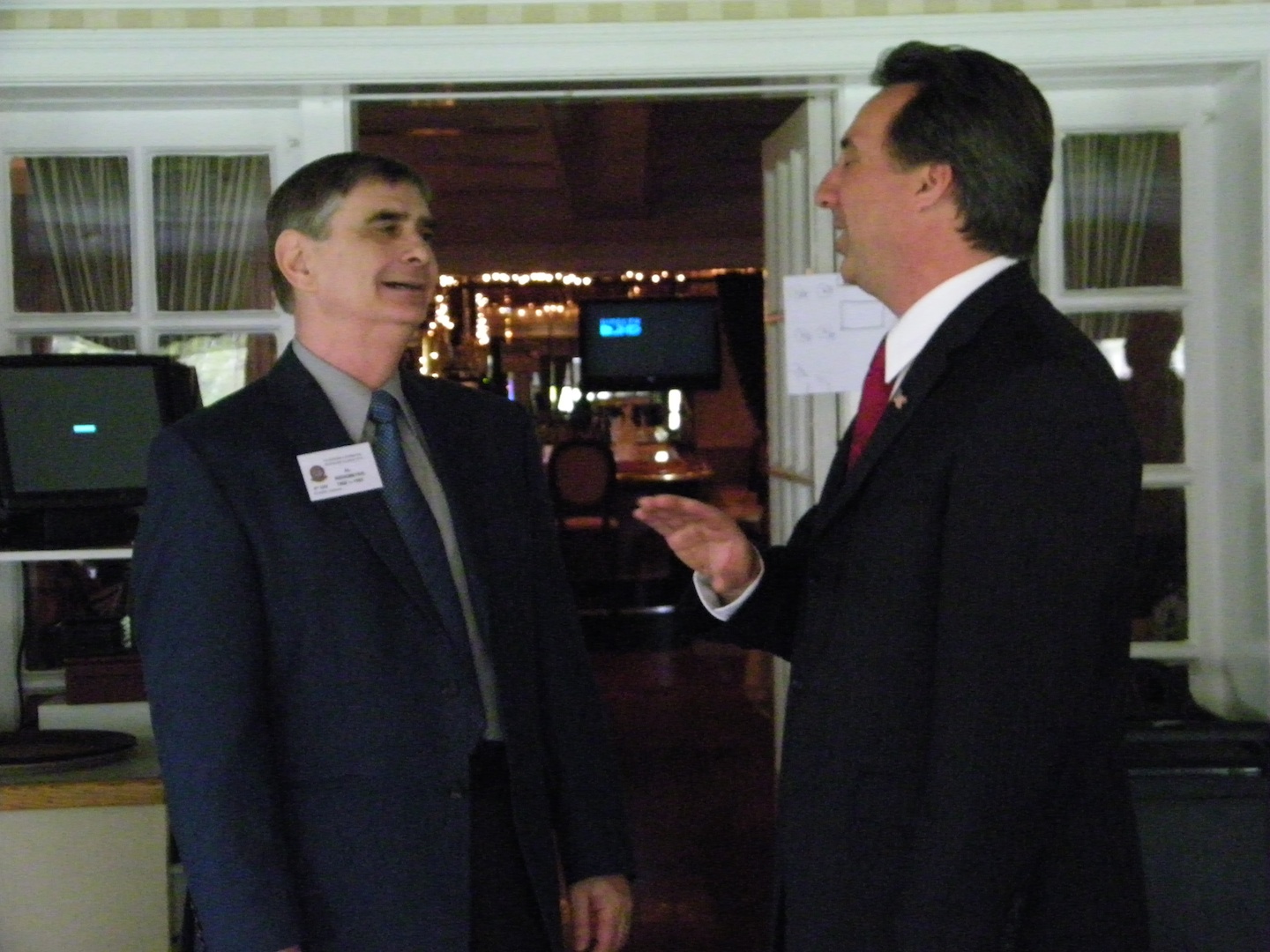 Al Wedemeyer Greeting the Mayor of Grayslake when he arrived at the restaurant