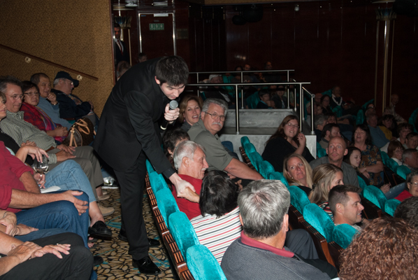 In the Theater, Betty and Phil Berezik win a prize for the couple being married the longest