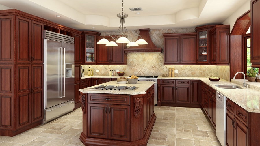 Walnut Cherry Kitchen Cabinets Remodeling Los Angeles Orange County, CA