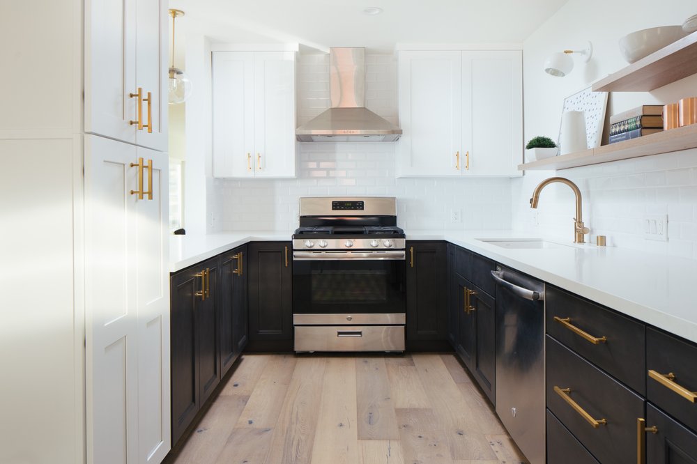 Two Tone White & Grey Shaker Kitchen Cabinets